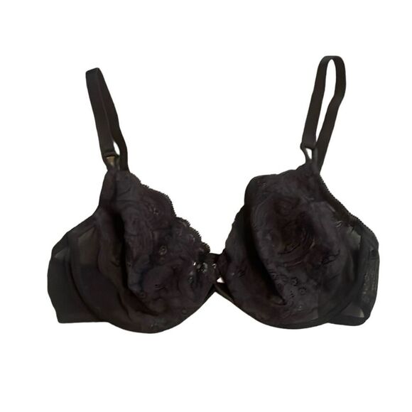 Vintage Victorias Secret Gold Label Unlined Demi Bra Black Lace 36C - Picture 1 of 5